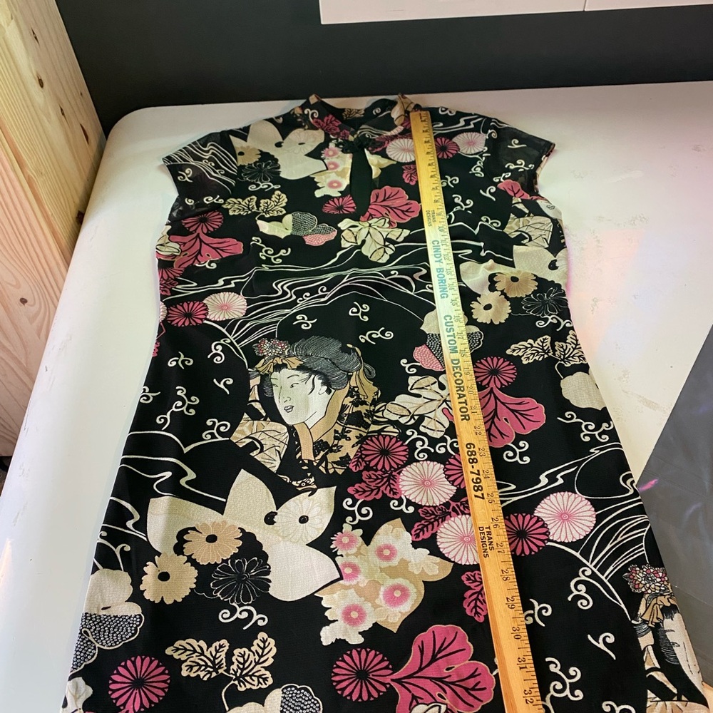 Dorothy Perkins Black Floral Asian-Inspired Cap Sleeve Dress
